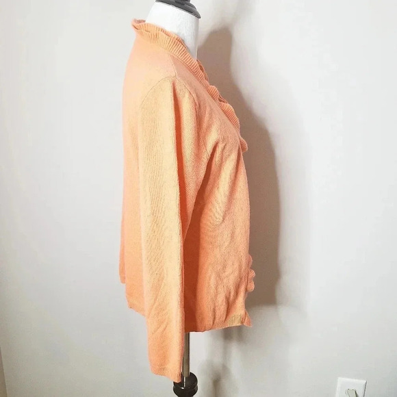 Garnet Hill Cashmere Long Sleeve Ruffle Cardigan Sweater S - Picture 2 of 7
